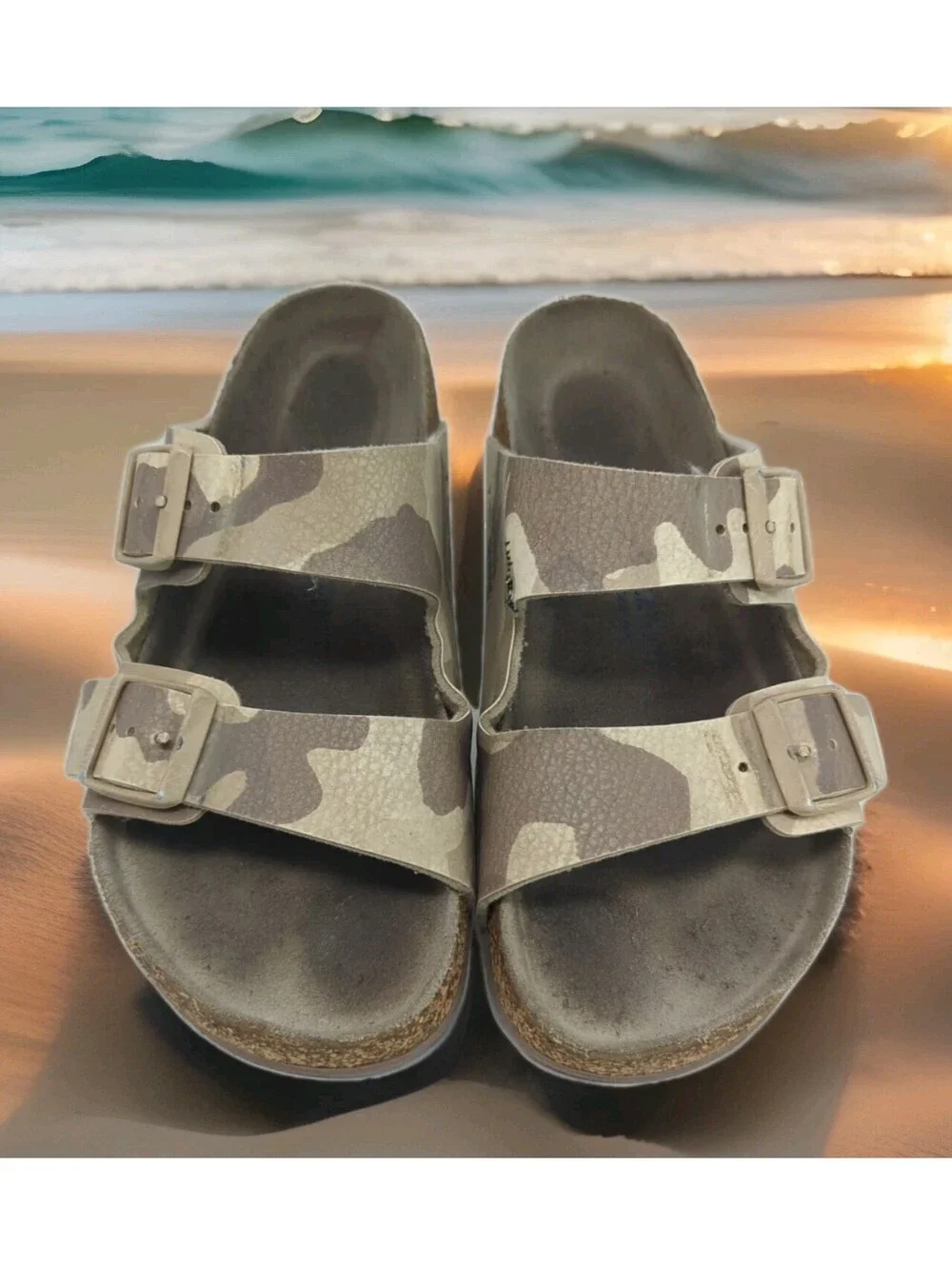 Birkenstock Arizona Desert Soil Camo Grey Sandals Limited Soft 36 US Women 5 5.5